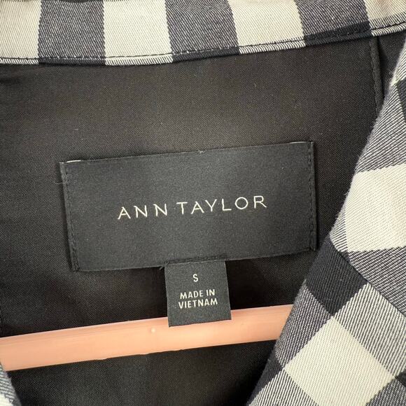Ann Taylor Jacket Women's Size Small B&W Gingham Double-Breasted Buffalo Check - Picture 5 of 16